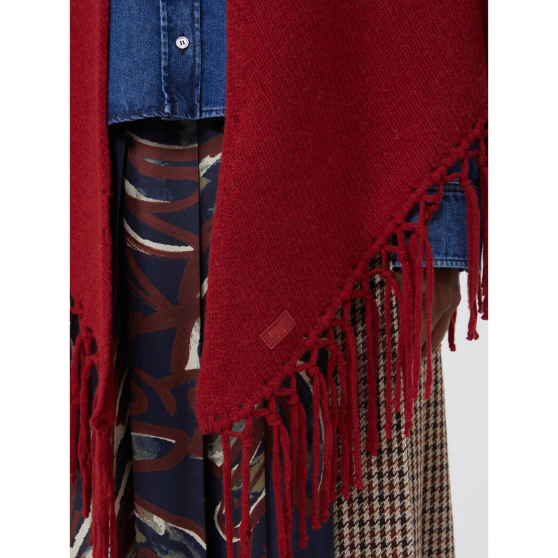Scialle in lana con frange - ROSSO WEEKEND MAXMARA
