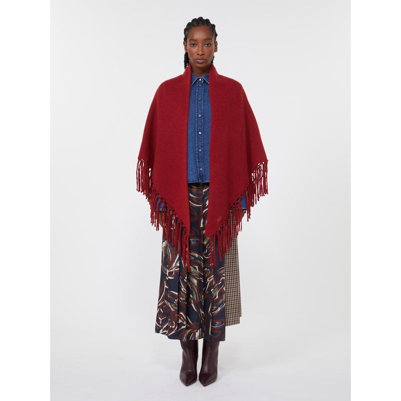 Scialle in lana con frange - ROSSO WEEKEND MAXMARA