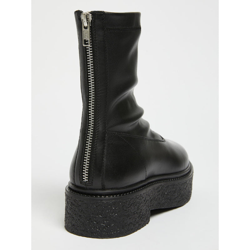 Stivaletto in pelle con gambale in tessuto spalmato - NERO MAXMARA MM