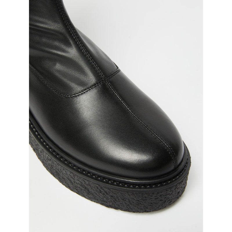Stivaletto in pelle con gambale in tessuto spalmato - NERO MAXMARA MM