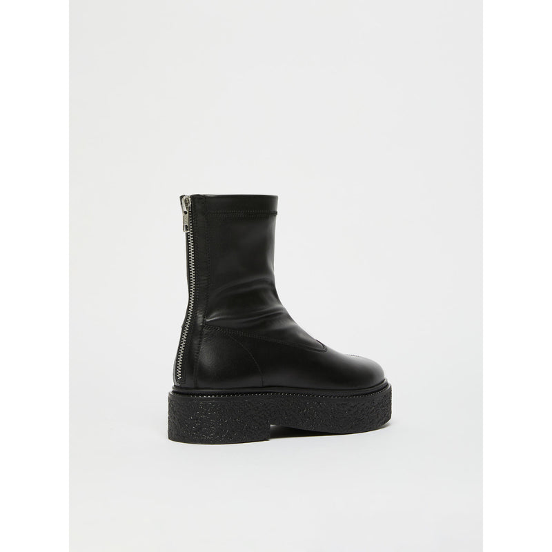 Stivaletto in pelle con gambale in tessuto spalmato - NERO MAXMARA MM