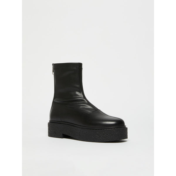 Stivaletto in pelle con gambale in tessuto spalmato - NERO MAXMARA MM