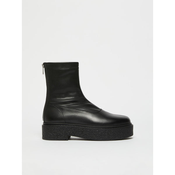 Stivaletto in pelle con gambale in tessuto spalmato - NERO MAXMARA MM