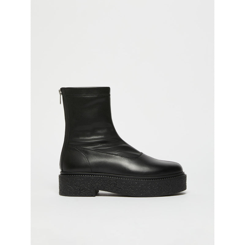 Stivaletto in pelle con gambale in tessuto spalmato - NERO MAXMARA MM