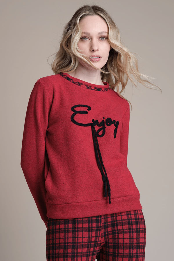 Pigiama tartan in punto milano - ROSSO PEPITA