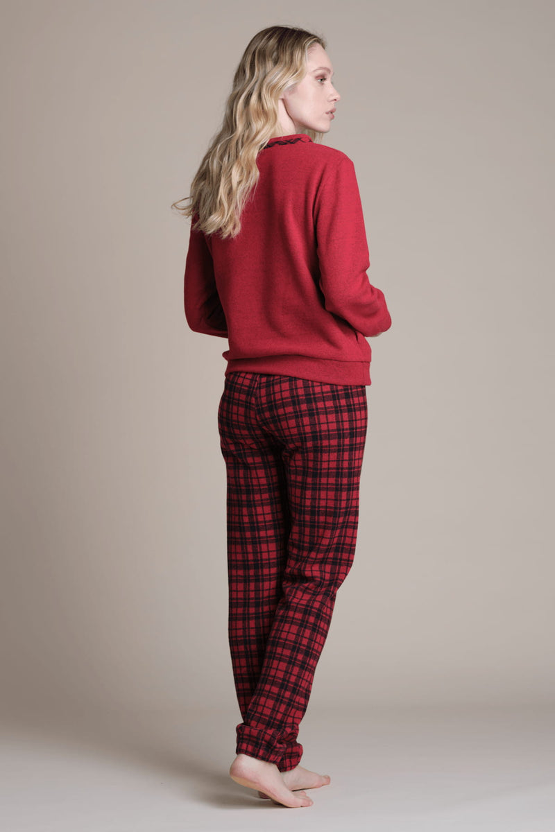 Pigiama tartan in punto milano - ROSSO PEPITA