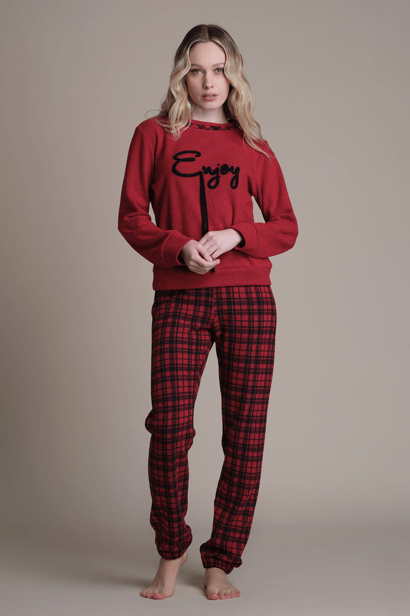 Pigiama tartan in punto milano - ROSSO PEPITA