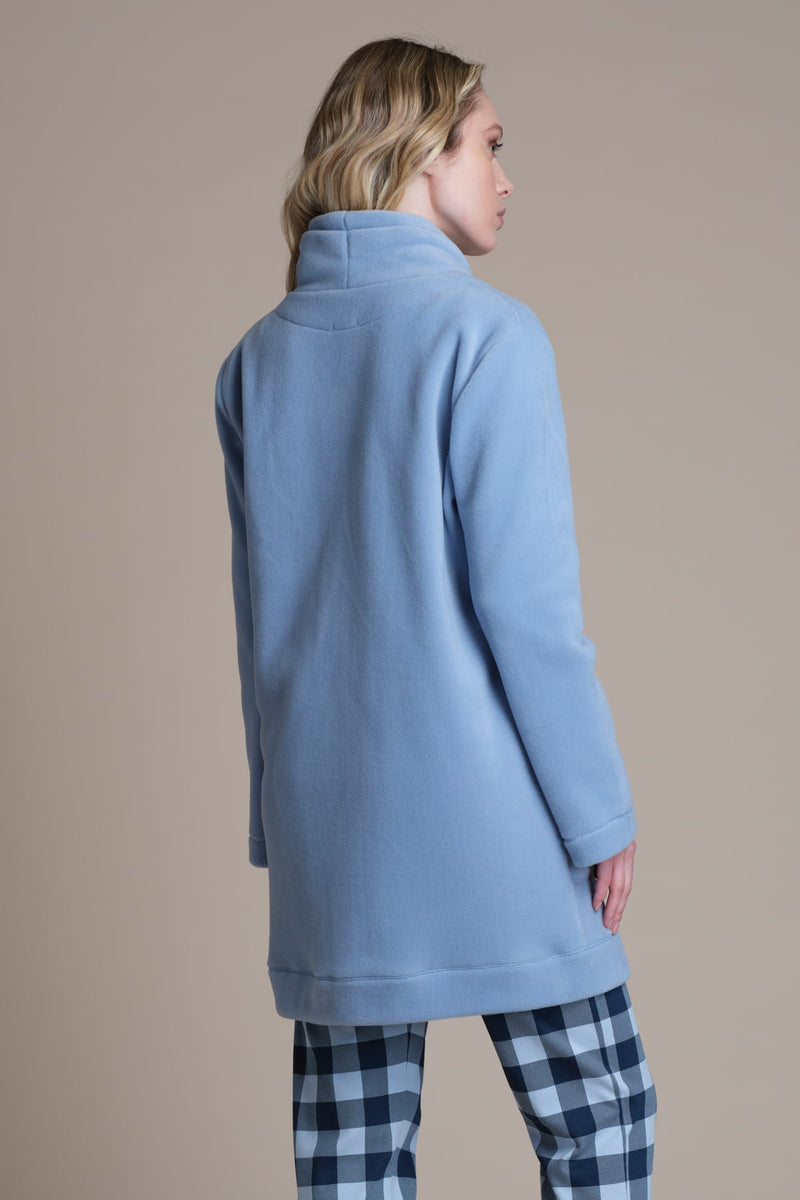 Vestaglia con zip in pile - CELESTE PEPITA