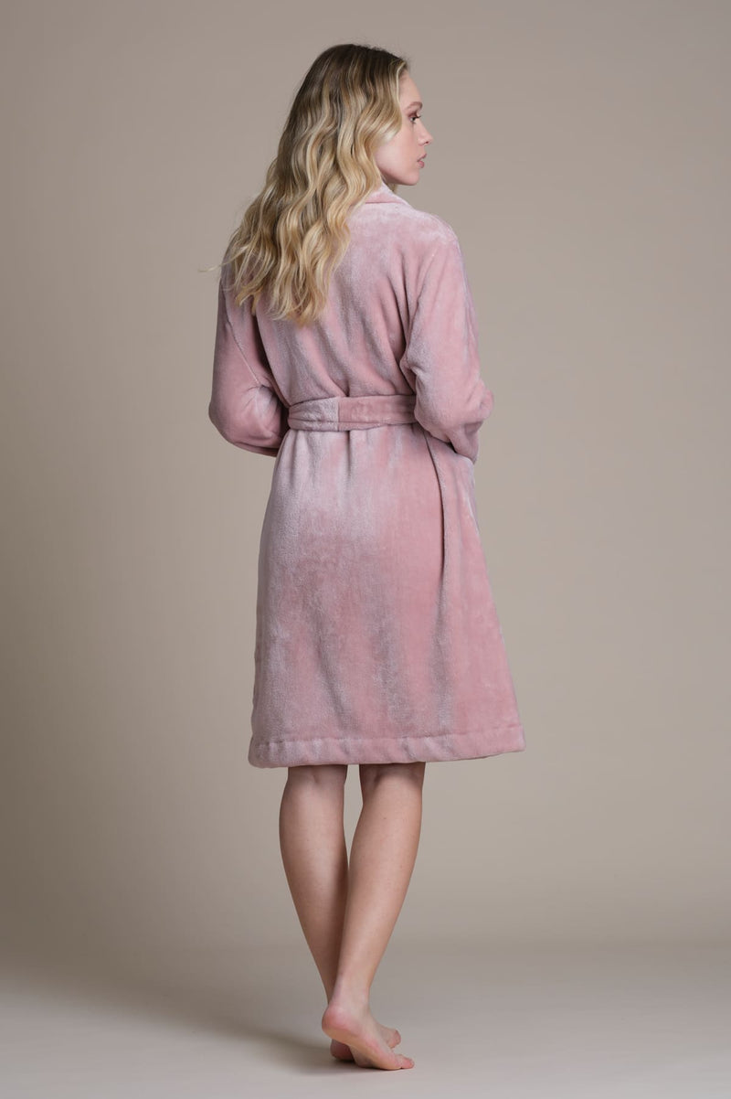 Vestaglia lunga cinigliata con bottoni - ROSA PEPITA