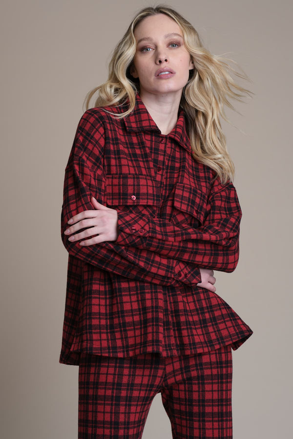 Pigiama in punto Milano a quadri - ROSSO PEPITA