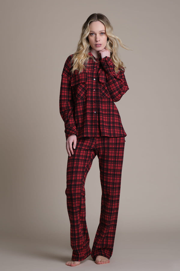 Pigiama in punto Milano a quadri - ROSSO PEPITA