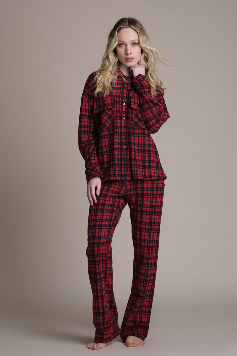 Pigiama in punto Milano a quadri - ROSSO PEPITA