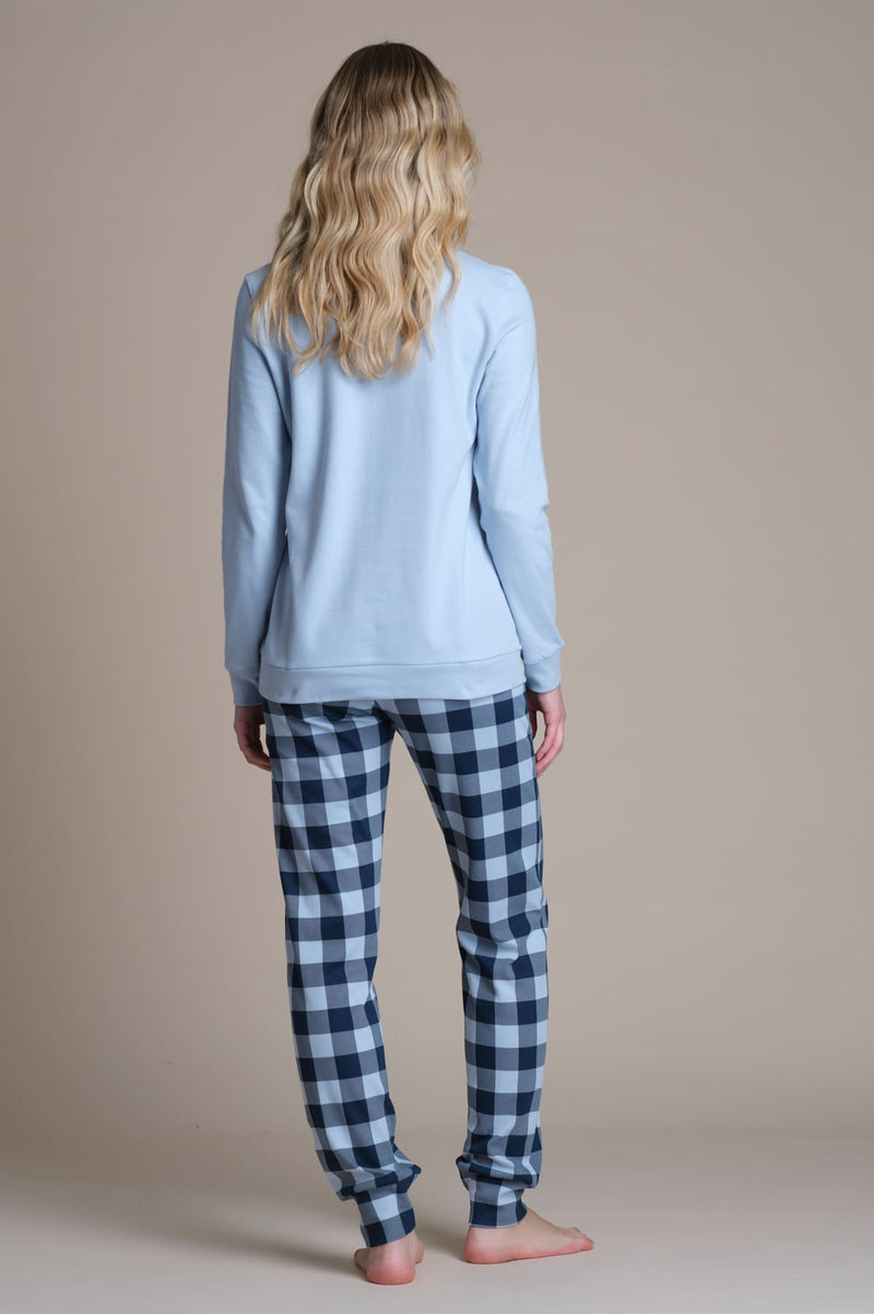 Pigiama in caldo cotone - CELESTE PEPITA