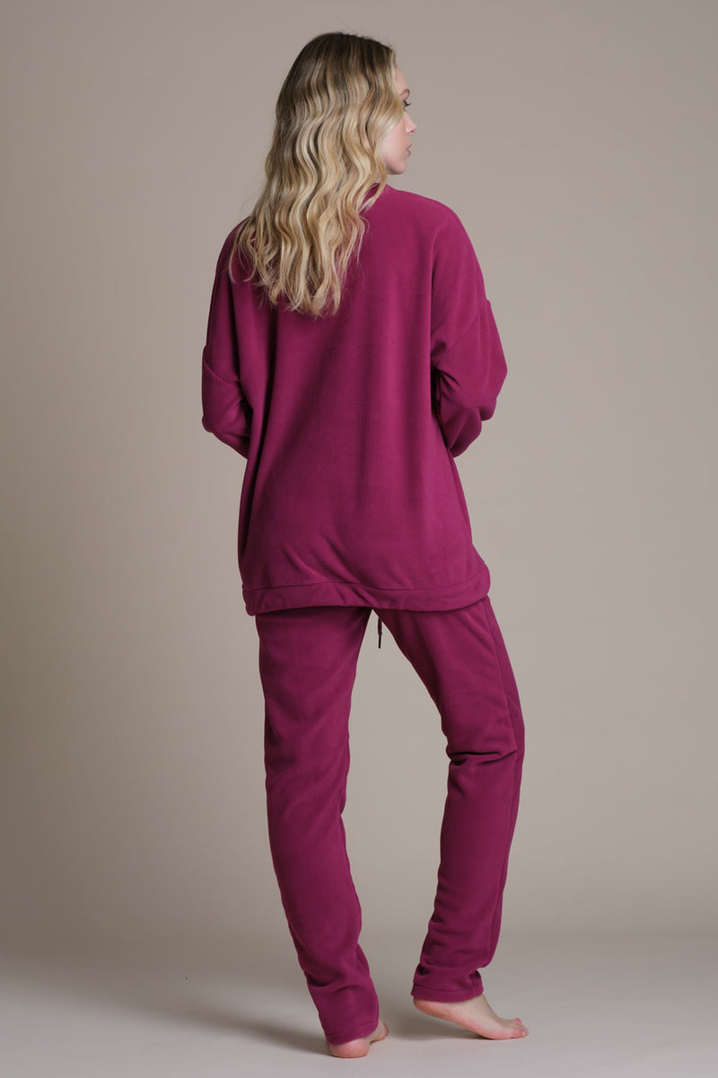 Pigiama in pile effetto tuta casa - FUXIA PEPITA