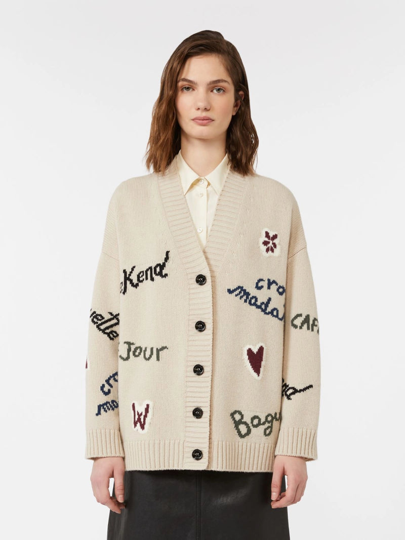 Cardigan over in filato di lana - ECRU WEEKEND MAXMARA
