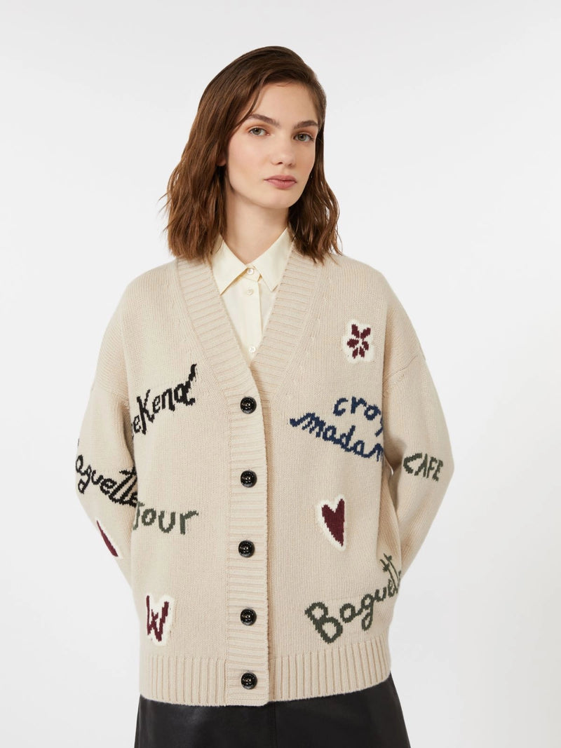 Cardigan over in filato di lana - ECRU WEEKEND MAXMARA