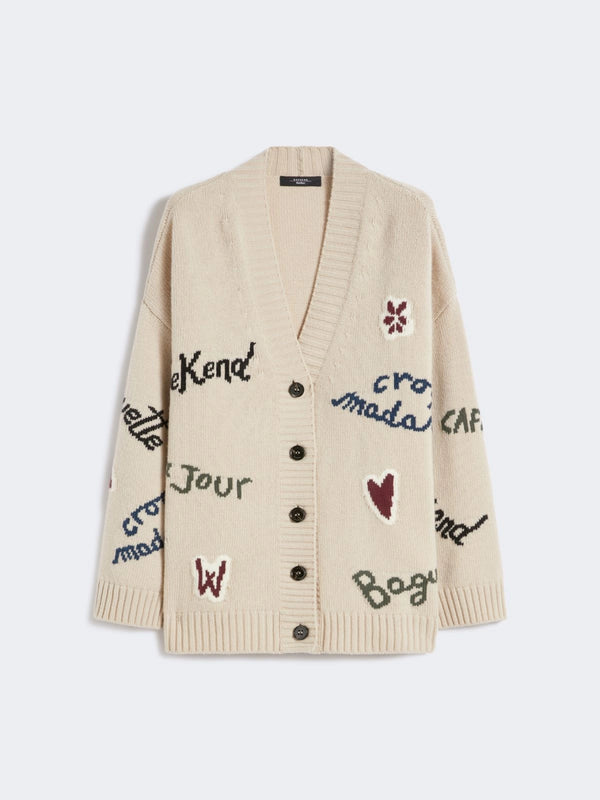 Cardigan over in filato di lana - ECRU WEEKEND MAXMARA