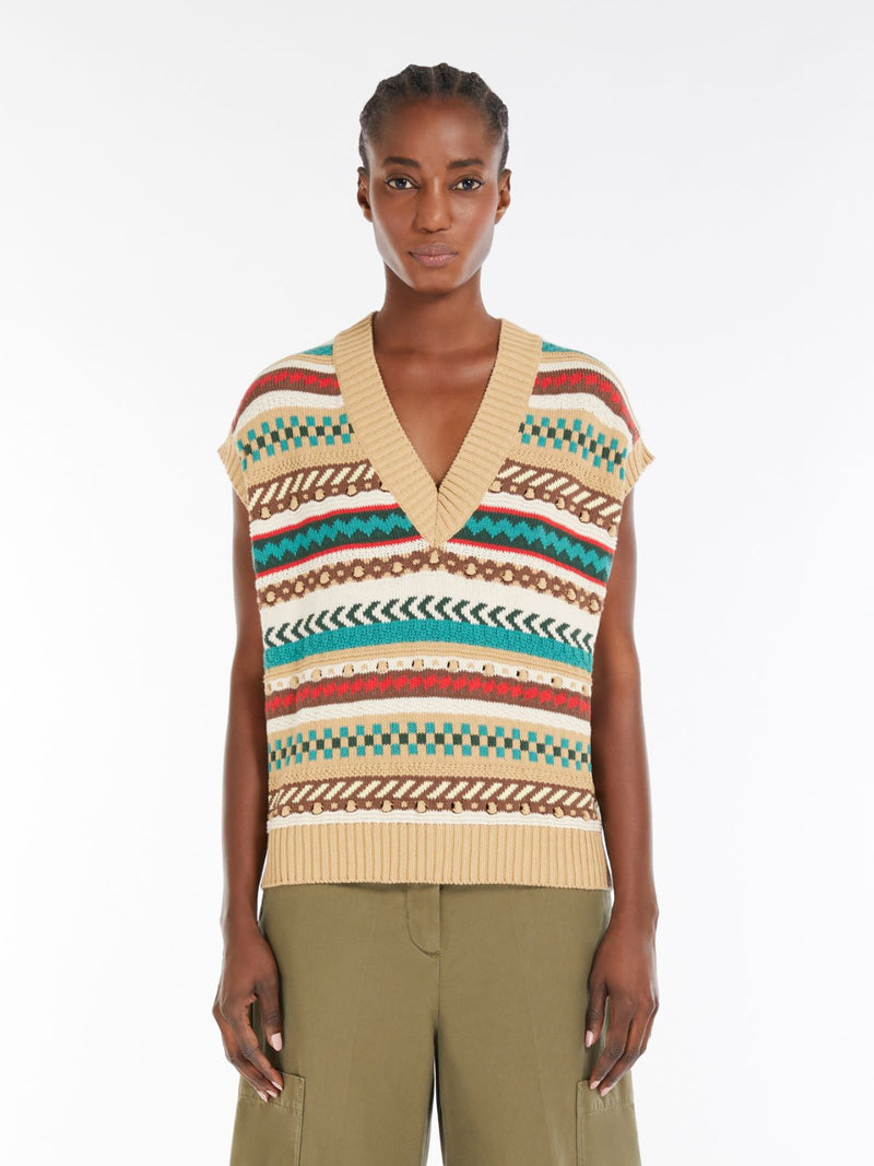Gilet in filato di cotone jacquard WEEKEND MAXMARA