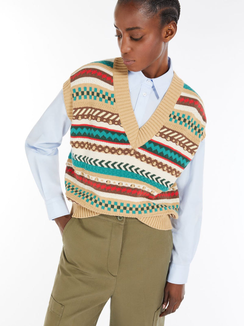 Gilet in filato di cotone jacquard WEEKEND MAXMARA