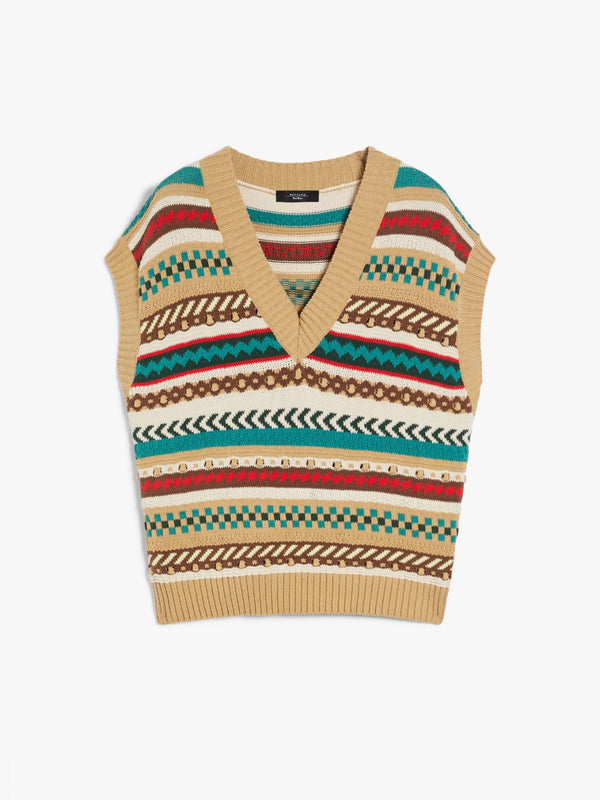 Gilet in filato di cotone jacquard WEEKEND MAXMARA