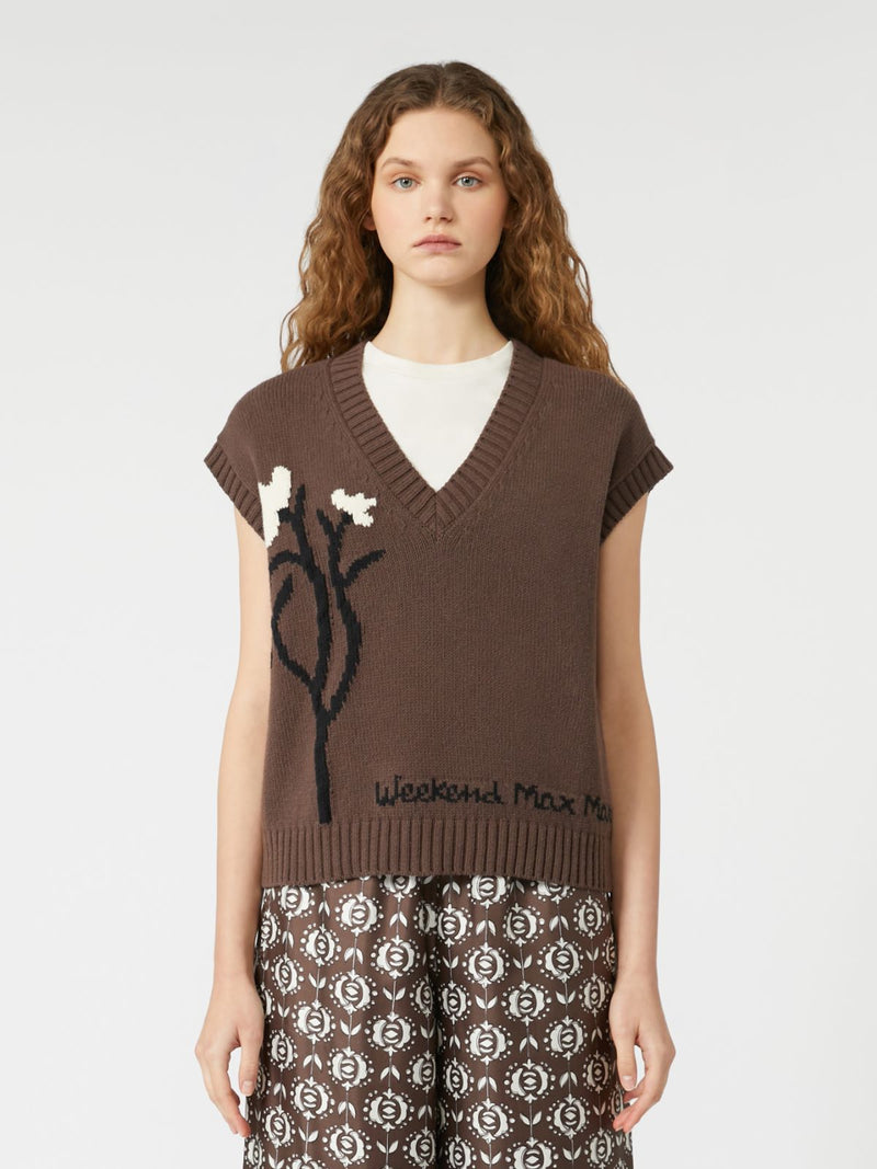Gilet intarsiato in misto cotone WEEKEND MAXMARA