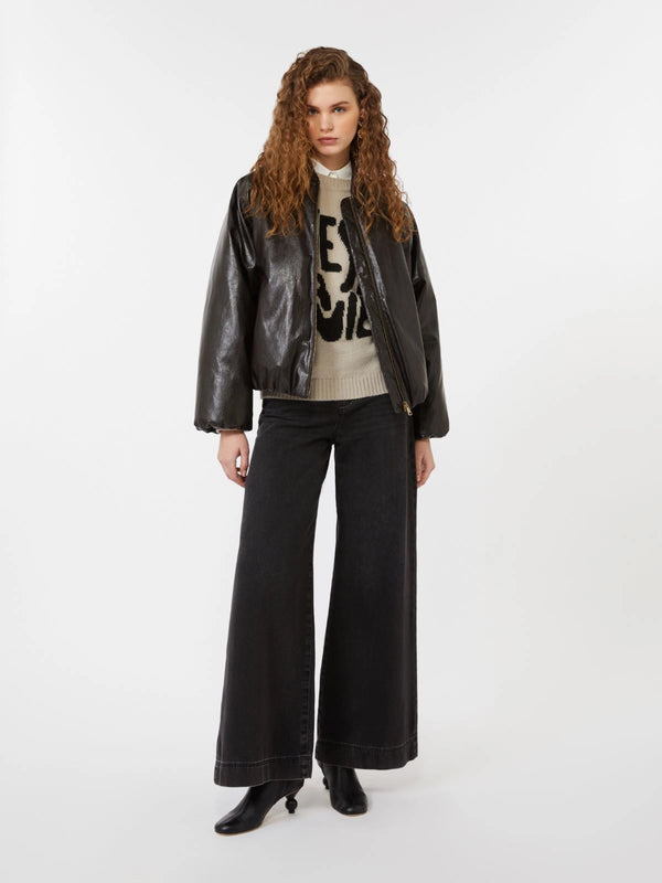 Bomber crop in jersey spalmato - CIOCCOLATO WEEKEND MAXMARA