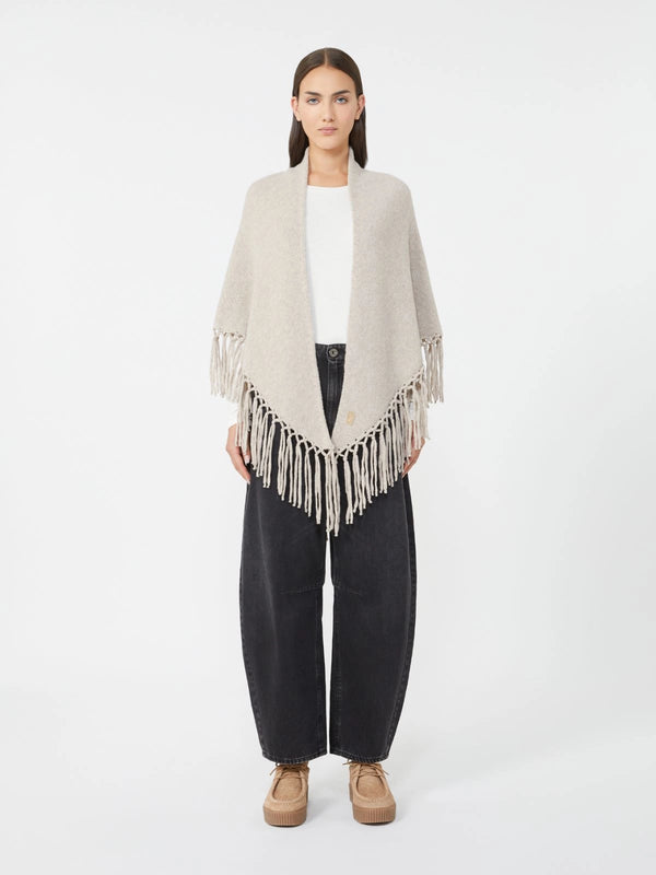 Scialle in lana con frange - BEIGE WEEKEND MAXMARA