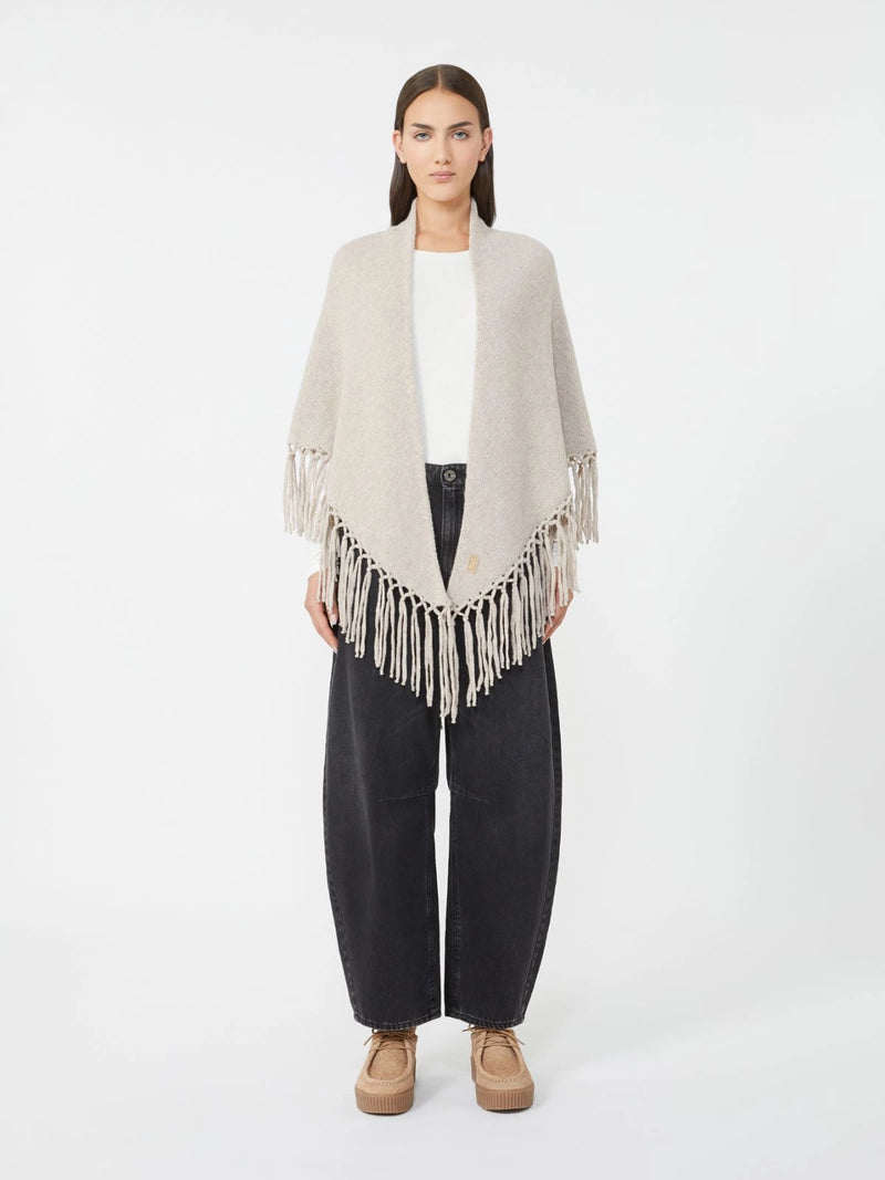 Scialle in lana con frange - BEIGE WEEKEND MAXMARA