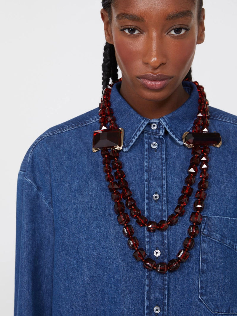 Collana in resina con pietre - MARRONE WEEKEND MAXMARA