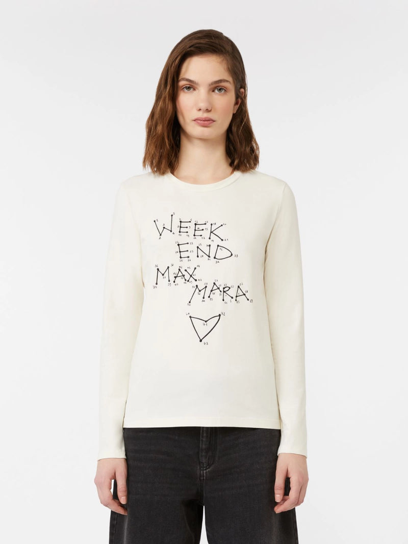 Fitted stretch jersey T-shirt - ECRU WEEKEND MAXMARA